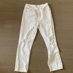 Agolde white ripped denim pants
